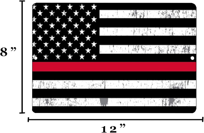 Rogue River Tactical Thin Red Line Firefighter Flag Metal Tin Sign Wall Decor Man Cave Bar Support Fire Fighters