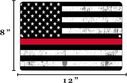 Rogue River Tactical Thin Red Line Firefighter Flag Metal Tin Sign Wall Decor Man Cave Bar Support Fire Fighters