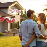 6 Pcs Valentine's Day Bunting Fan Flag Love Heart Bunting Banner Romantic Valentine's Day Garden Half Fan Banner Decoration Holiday Indoor Outdoor Yard Decor, 1.5 x 3 ft