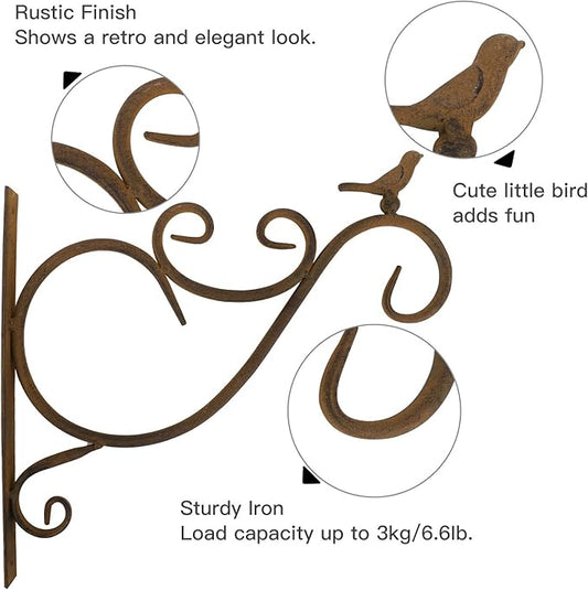 Lewondr Wall Hanging Plant Bracket,2 Pack 12-inch Retro Iron Metal Wall Hanger for Hanging Plant Flower Bird Feeder Planter Indoor Outdoor,Retro