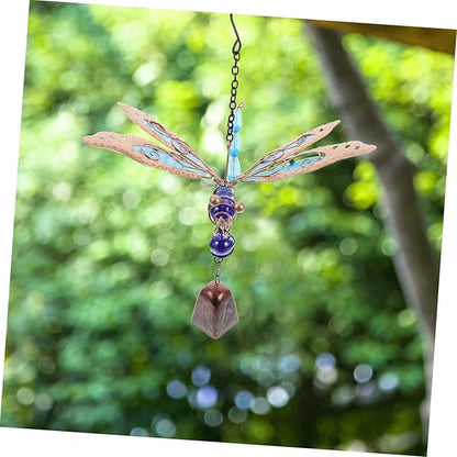1pc Glow Dark Wind Chimes Dragonfly Design Metal Patio Ornament Outdoor Decor