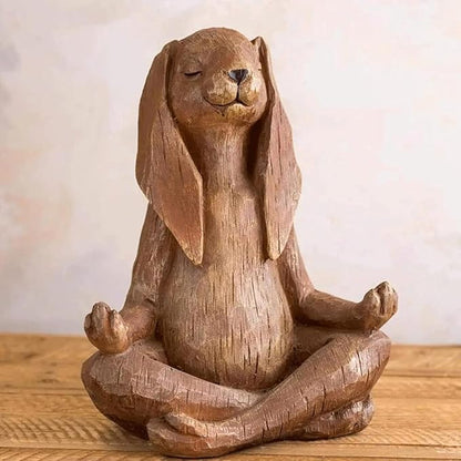 Garden Statues Garden Yoga Rabbit Meditating Rabbit Statue Bunny Meditation Sculpture Decoration with Look of Carved Outdoor Animal Yard Yard Ornaments Decor