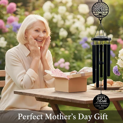 Personalized Mom Wind Chimes Birthday Gifts for Mom Valentines Day Gift for Mom from Daughter Son Outdoor Hanging Decoration