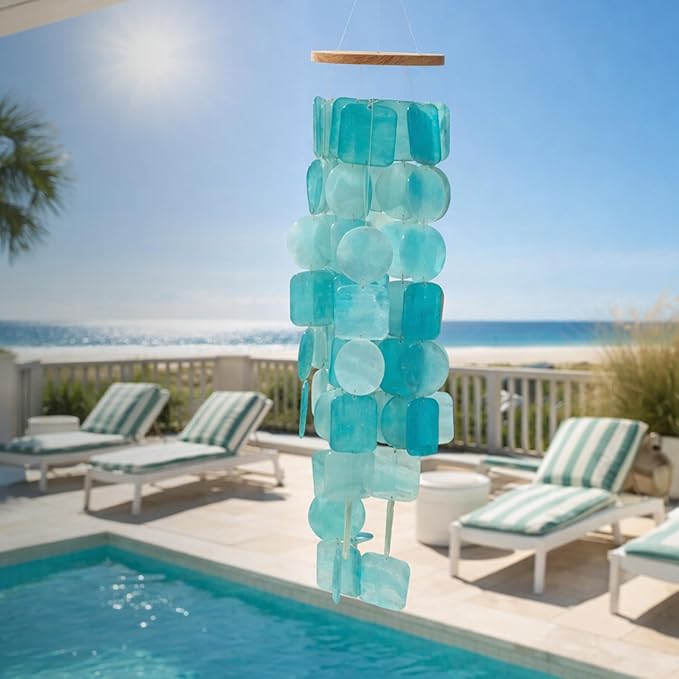 Solange & Frances Beach Decor, Outdoor Decor, Wind Chimes for Outside, Sea Glass Decor, Gift Ideas for Beach Lovers, Windchimes for Outdoors, for Beach