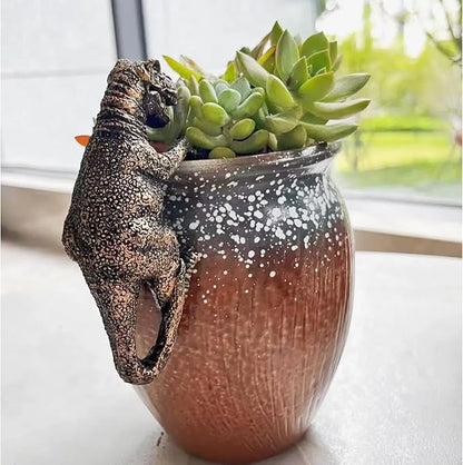 Mini Resin Dinosaurs, Dinosaur Garden Statues, Flower Pot Plant Decoration, Fairy Garden Accessories, for Family or Friends, It Can Make Your Flowerpot More Vibrant (Tyrannosaurus Rex)