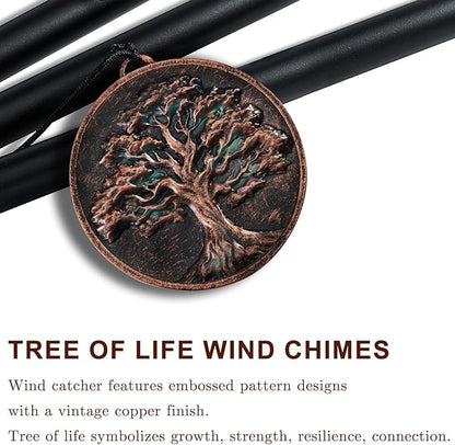 Wind Chimes for Outside, Vintage Tree of Life Deep Tone Wind Chime Outdoor Clearance, Memorial/Festivals/Birthday Gift for Mom Dad Women Grandma, Garden Porch Patio Decor (34" Tree of Life)