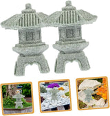 Yardwe 4pcs Miniature Sandstone Pagoda Statues Zen Decor for Use Japanese Lantern Sculptures for Bonsai and Aquariums