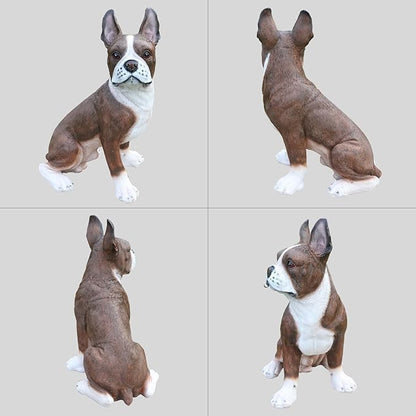 Playful French Bulldog Dog Sculpture with Solar Lantern & Double-Sided 'On Patrol' & 'Welcome' Signposts – Cute Resin Statue for Garden, Yard, Patio Decor