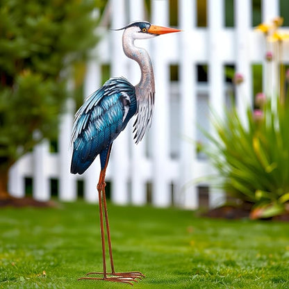 chisheen Outdoor Heron Statues Garden Decor Crane Statues Metal Yard Art Statue All Weather Resistant for Lawn Patio Porch Backyard Home Decoration Large Size
