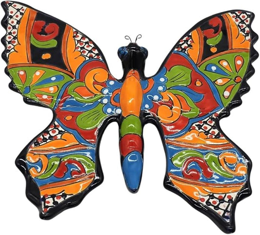 Wall Butterfly Medium Hand Painted Indoor Outdoor Multi Colored (Talavera)