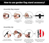 HOOSUN 20 Pack Garden Flag Clips And Stoppers,Tiger Clips Spring Stoppers for Garden Flags Holder,Yard Flag Holder Clip for Small Flags