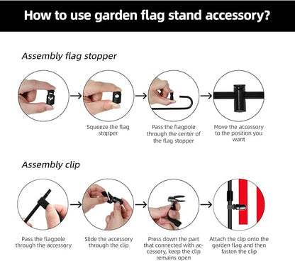 HOOSUN 20 Pack Garden Flag Clips And Stoppers,Tiger Clips Spring Stoppers for Garden Flags Holder,Yard Flag Holder Clip for Small Flags