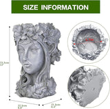 Sungmor Creative Goddess Head Planter Statue for Garden Ornaments | 9×9×14 Inch Premium Resin | Cool Face Large Diameter Flower Pot for Patio Lawn Garden Yard Decor