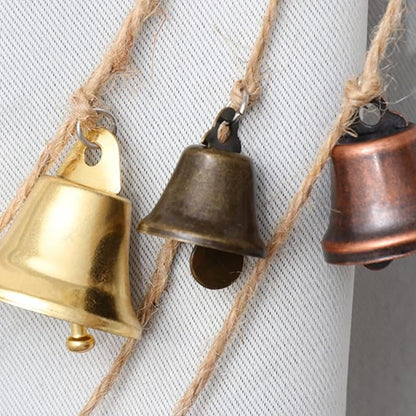 MrMrKura Vintage Jingle Bells Hanging String, 9 Antique Red Copper Bells Decorative Hanging Bells Wind Chimes Bell Decoration Gifts for Home Garden Decor Crafts (53 inches Long)