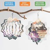 8 Inch Sublimation Wind Spinner, 3D Aluminum Metal Wind Spinner with Hook, Indoor Yard Garden Hanging Decoration, Weather Resistant Rotating Spiral Ornament, Purple Lotus and Temple