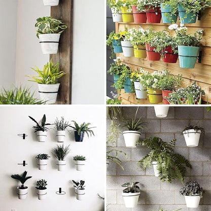 Sivya 6 Pack 4in Flower Pot Holder Ring Wall Mounted Metal Planter Hooks Hangers Wall Bracket