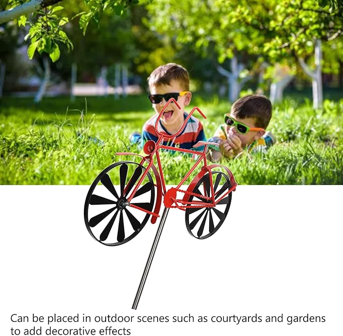 Fdit Vintage Metal Wind, Bike Garden for Yard and Garden, Vintage Wind Sculptures Stake Decoration for Patio Lawn Farm Backyard