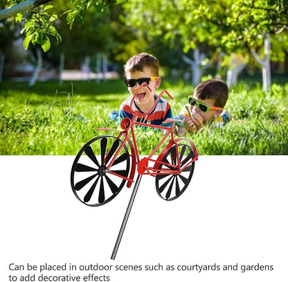 Fdit Vintage Metal Wind, Bike Garden for Yard and Garden, Vintage Wind Sculptures Stake Decoration for Patio Lawn Farm Backyard