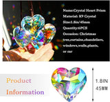 HDCRYSTALGIFTS 6pcs 50mm Crystal Heart Prism Suncatcher Window Sun Catchers Crystals Hanging Decorations Rainbow Maker Pendant Glass Ornaments for Valentine’s Day/Galentines Day