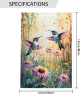 Hummingbirds and Flowers Garden Flags 12×18 Inch Spring Summer Double Sided Decorative Yard Banner Seasonal Flag for Outdoor Outside Decor