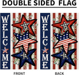 Independence Day 4th of July Garden Flag Burlap 12x18 Inch Double Sided, Patriotic American Stars and Stripes Yard Outdoor Decor DF304