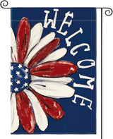 AVOIN colorlife Patriotic 4th of July Garden Flag 12x18 Inch Double Sided Outside, Memorial Day Floral Welcome Daisy Yard Outdoor Decoration