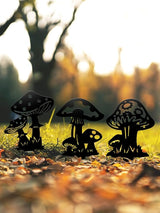 Resama Black Metal Mushroom Garden Stakes Set of 3, Black Yard Decor Art Decorative Garden Stakes, Outdoor Lawn Ornaments for Patio Flower Bed Porch Pathway Yard Decorations