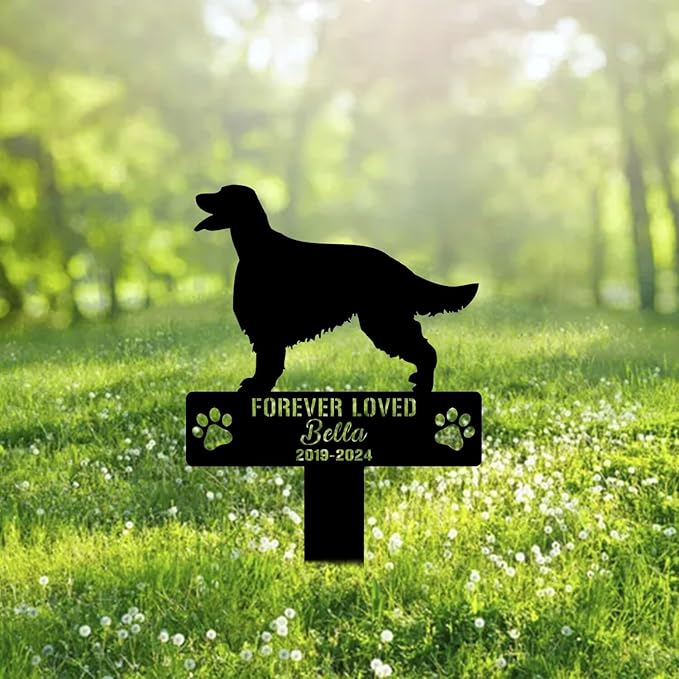 Custom Irish Setter Dog Metal Memorial Garden Stake Personalized Pet Grave Marker Name Sign Remembrance Stake Decor Sympathy Dog Loss,Outdoor Statues for Yard Garden Lawn Patio Pathway Grave.