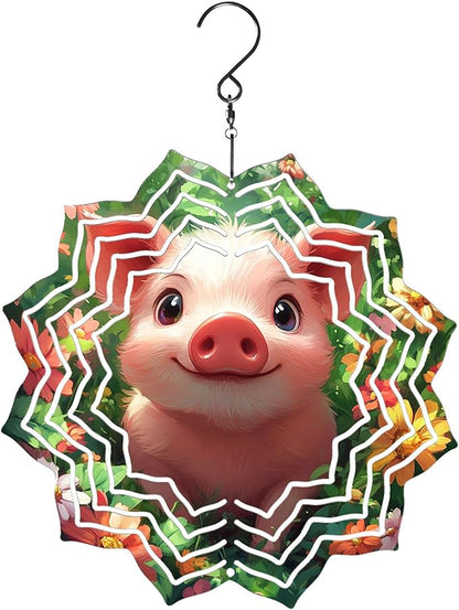 8 Inch Sublimation Wind Spinner, 3D Aluminum Metal Wind Spinner with Hook, Indoor Yard Garden Hanging Decoration, Weather Resistant Rotating Spiral Ornament