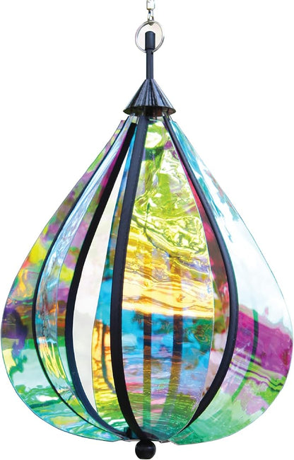 Wind Spinner Rainbow Drop Colorful Yard Art Spinning Garden Decor Kinetic Sculptures for Outdoor and Garden Wind Spinners 3D Hanging Ornament for Patio
