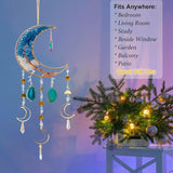 Moon Wind Chimes with Handcrafted Crystal Tree for Home Wall Decor Aesthetic, Dorm Wall Decor, Iridescent Décor, Crystal Sun Catchers, Unique Gift for Women, Teen Girl Gift