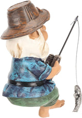 Pwshymi Fishing Gnome Garden Statue, Fishing Gnome Sitter Statue Funny Resin Decorative Outdoor Garden Lawn Gnome Fishing Gnomes Plush for Patio Yard Lawn Decoraci¨®n