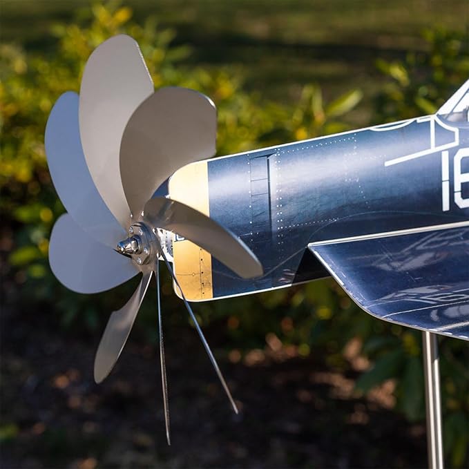 Airplane Wind Spinner - Outdoor Metal Windmill | Stainless Steel Aircraft Wind Sculpture Spinner | Garden Sculpture for Lovers