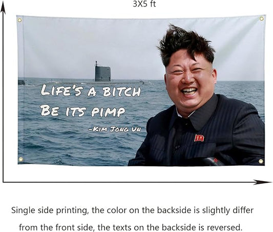 Be Its Pimp Funny Quote Flags Cool Meme Flags Banner 3x5 FT Room Guys Girls College Dorm Bedroom Frat Man Cave Wall Hangings Black KJU