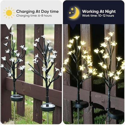 Solar Garden Lights Garden Decor, Solar Flowers Outdoor Decorative,2Pack 40LED Fairy Solar Lights Outdoor Waterproof Outside Yard,Patio,Pathway Decorations,Gardening Gifts for Women Mom