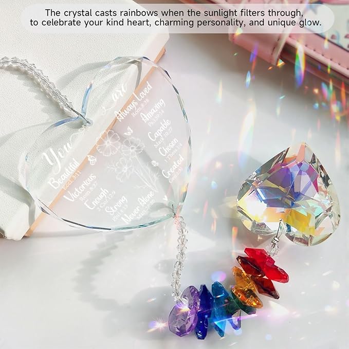 Christian Gifts for Women Birthday, Bible Verse Crystal Suncatcher Inspirational Gifts for Friends, Mom, Sister, Girl, Female Coworker, Christian - Religious Spiritual Gift, Thanksgiving, Christmas