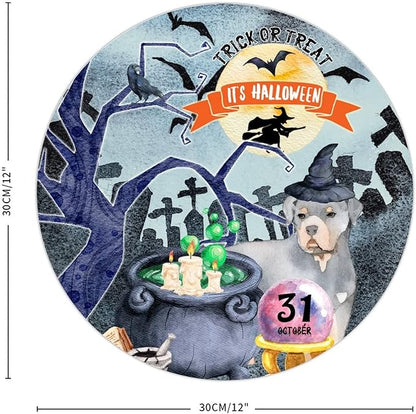 Retro Metal Sign 12"x12",Happy Halloween Scary Night Grave Witch Bats Trick Or Treat Dog Aluminum Tin Metal Sign for Home Living Room Bedroom Garden Farm Patio Decor Wall Art Poster