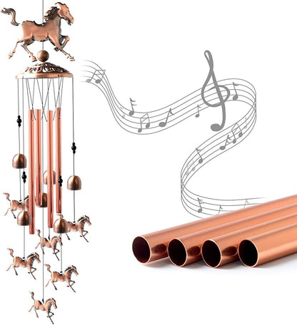 Horse Wind Chimes Outdoor, for Women,Horse Lover Birthday Gifts for Men/Mom/Grandma Metal WindChimes Outside/Indoors, Lawn, Patio, Garden Decor, Yard Decorations