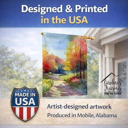 Caroline's Treasures North Carolina Dogwoods in Watercolor House Flag Large Porch Sleeve Pole Decorative Outside Yard Banner Artwork Wall Hanging, Polyester, House Size, Multicolor