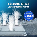 Ultrasonic Mist Maker 10 Head Mist Maker Fogger 7000ml/H Ultrasonic Mister Fogger 350W Atomizer Pond Fogger IP67 Waterproof Fog Mist Machine with Float for Garden Rockery Halloween Decor (10 Heads)