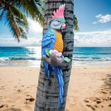 Teaeeno Tropical Hanging Parrot for Outdoors,Tropical Bird Wall Decor, Tiki Outdoor Decor,Home Ornament Decor for Tiki Bar,Perfect for Yard Ornaments,Tree Decorations Outdoor,Patio,Lawn,Tree Trunk