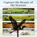 WADORN Flying Egret Metal Decorative Garden Stakes, Black Heron Outdoor Statues Silhouette Funny Bird Wildlife Lover Gifts Stakes Ornaments for All Season Yard Art Garden Patio Backyard Lawn Decor