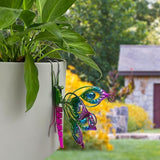 Metal Butterfly Flower Pot Huggers Gorgeous Butterfly Dragonfly Planter Hanging Figurines with Artificial Gemstones in the Wings 6 Inch Iron Insect Garden Art Sculptures Hanger Ornaments (2PCS)