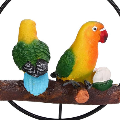 Hanging Parrot Sculpture, Hanging Garden Statue, Hand Painted 3D Parrot Bird Decor with Iron Ring for Patio Lawn Courtyard Outdoor Home Decoration