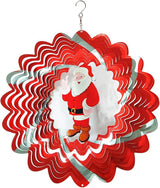 FONMY Wind Spinner 3D Stainless Steel Christmas Decoration Garden Decoration Indoor Outdoor Hanging Ornament Worth Gift 12inch Santa Claus Metal Wind Spinners