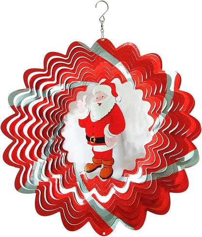 FONMY Wind Spinner 3D Stainless Steel Christmas Decoration Garden Decoration Indoor Outdoor Hanging Ornament Worth Gift 12inch Santa Claus Metal Wind Spinners