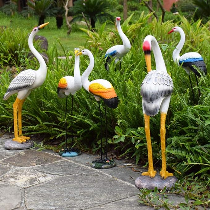 Garden Statue Animal Sculpture Outdoor Decor Gift Outdoor Statues Outdoor Garden Simulation Animal Sculpture Figurine Crane Statue Garden Courtyard Animal Decoration(25 * 9 * 60cm-A)