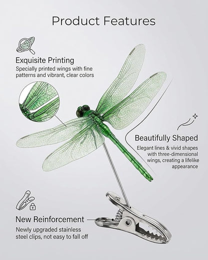 Dragon Fly Clips for Bugs Repellent, Outdoor Dragonfly Clips to Keep Bugs Away, Clip on Dragonfly Garden Decor Flying Butterflies Decorations Fake Flies Metal Dragon Moving Yard Ornaments Hat