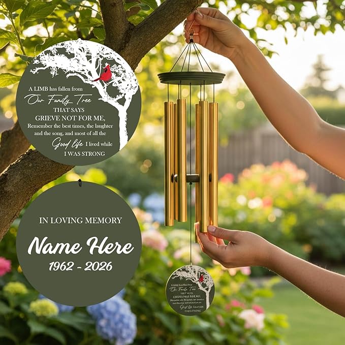 ASTARIN Wind Chimes Outdoor for The Loss of Mom Dad, Personalized Customized WindChimes for Loss of Loved One, Memorial Wind Chime as Sympathy Gift, Home Garden Patio Décor, 36''(Produced in USA)