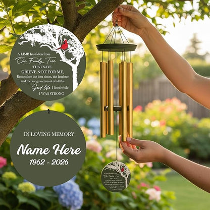 ASTARIN Wind Chimes Outdoor for The Loss of Mom Dad, Personalized Customized WindChimes for Loss of Loved One, Memorial Wind Chime as Sympathy Gift, Home Garden Patio Décor, 36''(Produced in USA)
